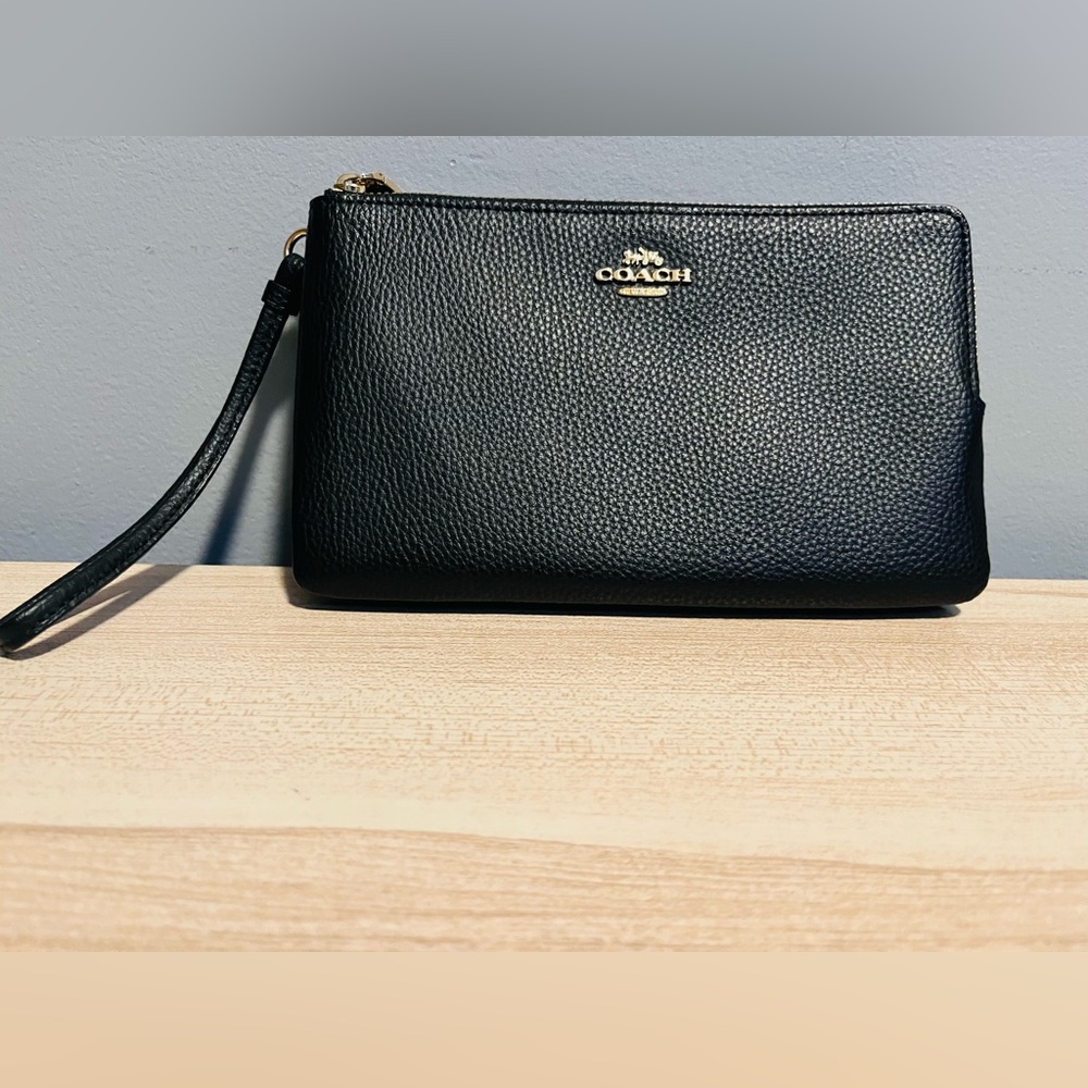 Coach Black Leather Wristlet